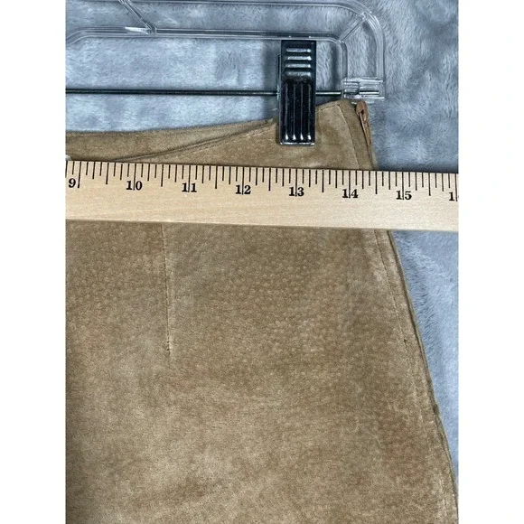 Margaret Godfrey Suede Leather Pants Womens Size 4 Tan Beige Vintage Straight - Picture 6 of 10